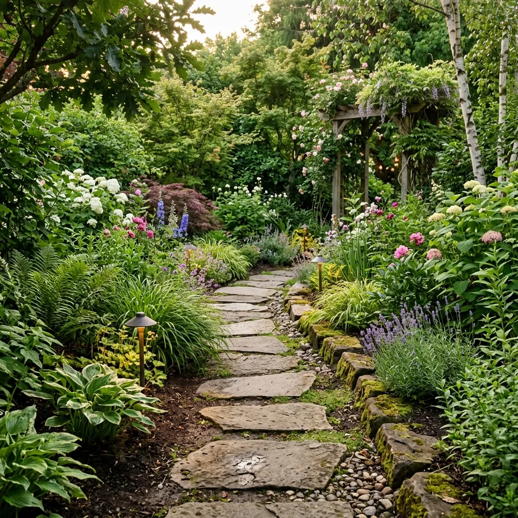 Natural stone walkway connecting patio zones in Stittsville Ottawa