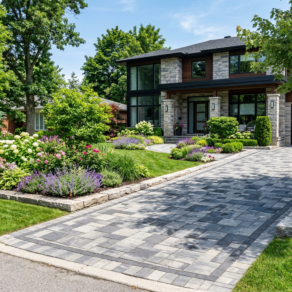 Interlock driveway installation in Ottawa with precision-laid pavers